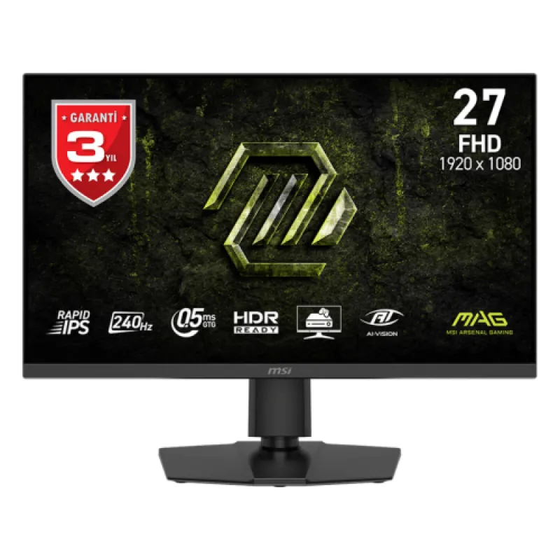 MSI MAG 272PF X24 27″ 240Hz 0.5ms Full HD Adaptive Sync Rapid IPS Pivot Gaming Monitör